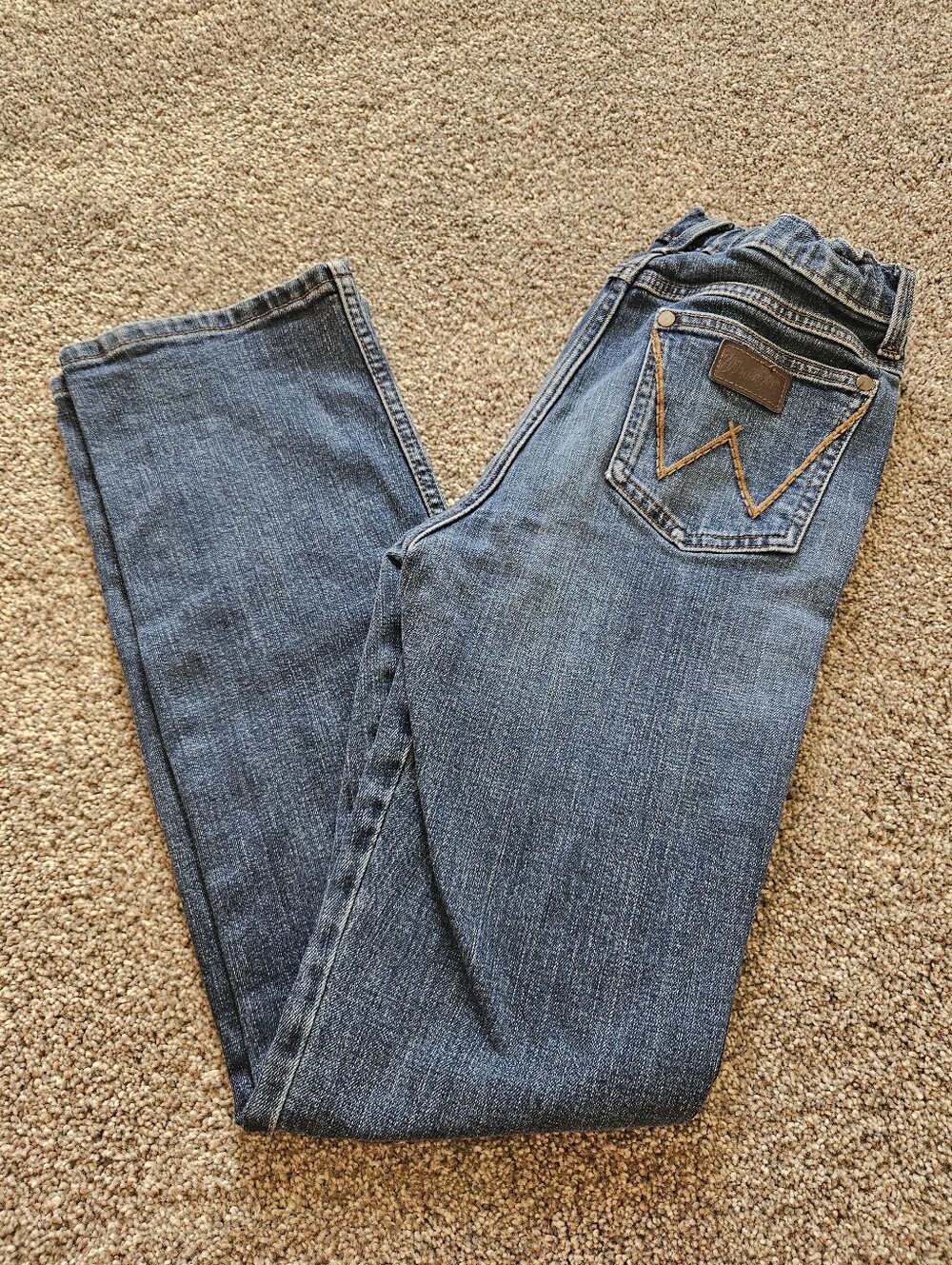 Wrangler Junior Boys Bootcut Jeans With Elastic Waist Size 16 Reg